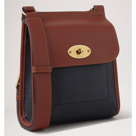 Mulberry Small Antony Black & Cognac Eco Scotchgrain